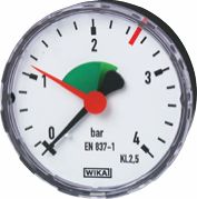 Manometer f.geschl. Anl., markier.2,5bar / 63mm, G 1/4" A, unten Manometer f.geschl. Anl., markier.2,5bar / 63mm, G 1/4" A, unten
