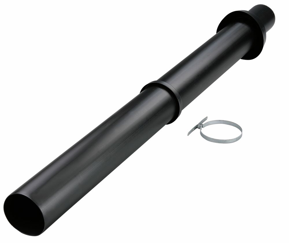 Dachdurchführung DN 125/186, Schwarz / PP schwarz, 1 m über Dach, ohne Zuluft