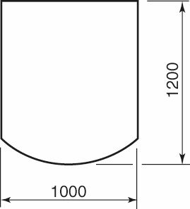 Wodtke Viereck m. Bogen, Sicherheits- / glas gerundet, 1000x1200x6, klar