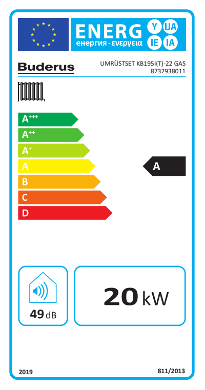 Umrüstset KB195i(T)BZ>KB195i(T)-22 Gas / 22kW,EG-H/L,Brenner,Gasrohr,Typenschild