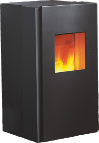 wodtke Primärofen Frank water+ / Stahl black, flache Tür, 8 kW