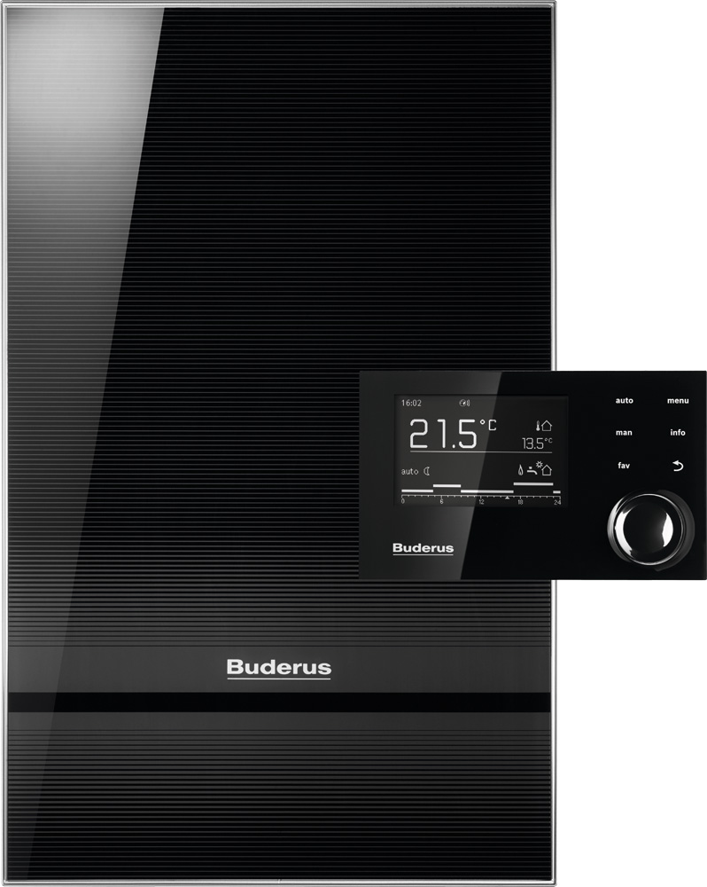 Buderus Logamax kompakt WS170-35 AE mit / RC310, Heizkreis direkt, Aufputz schwarz