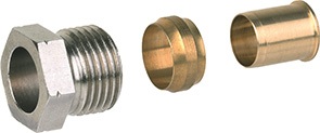 Honeywell Verschraubung FIG / Cu-, Weichstahlrohr, G1/2 IG, 15mm Honeywell Verschraubung FIG / Cu-, Weichstahlrohr, G1/2 IG, 15mm