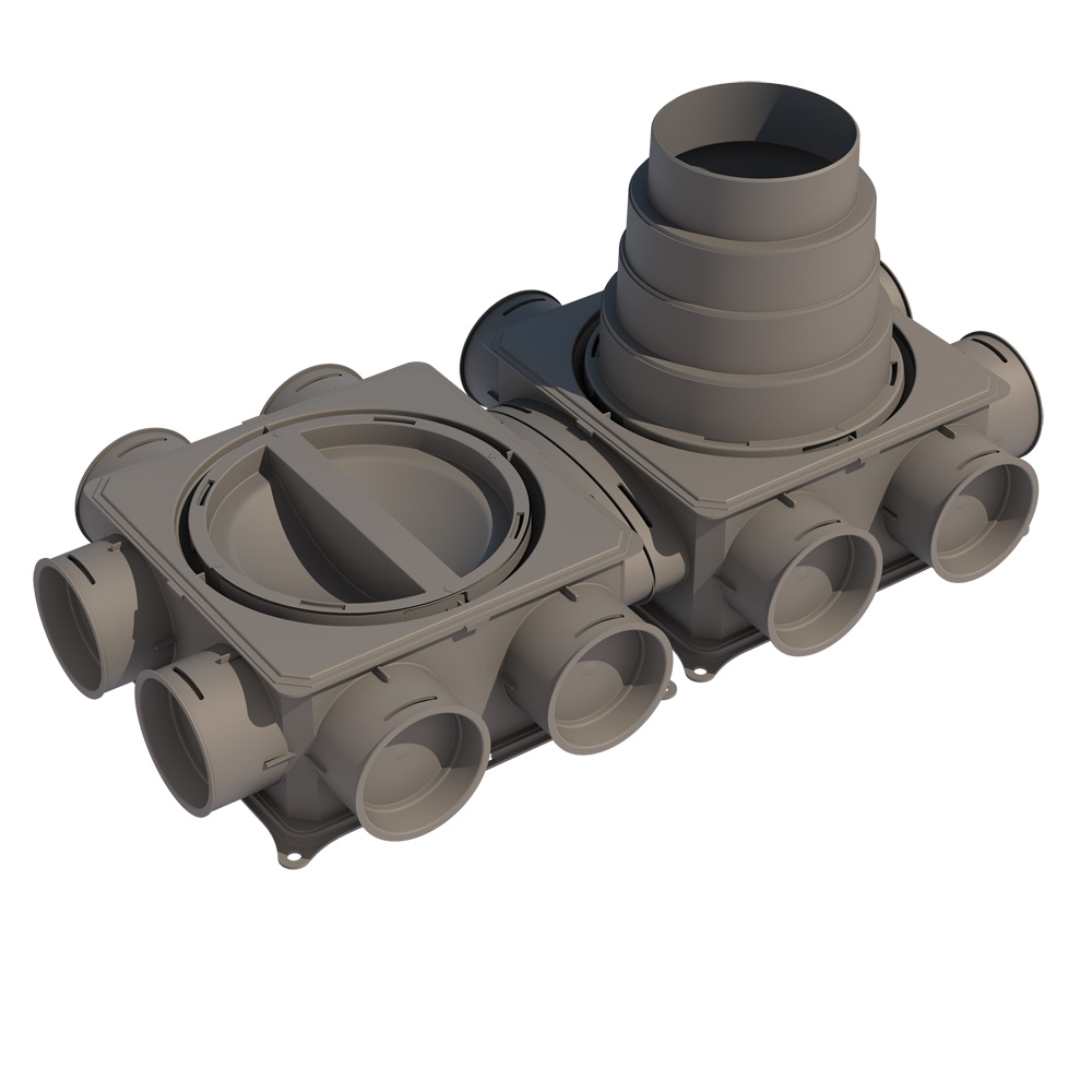 VK125-2H Verteiler 2-lagig horizontal / 2-lagig,horizontal f.Rund-u.Flachkanals.