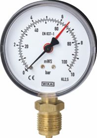 Mano-/Hydrometer, d:100mm, 0-0,6bar / (6 m WS)