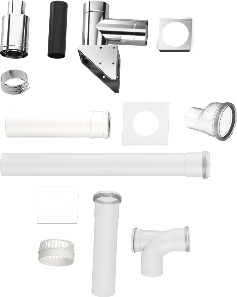 Buderus Grundbau. B53P Fassade DN110-125 / raumluftabhängiger Betrieb an d. Fassade