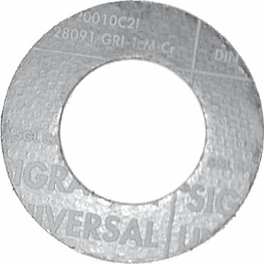 Flachdichtung aus Graphit, PN40, DN100 / asbestfrei, 2mm, D168x115, bis 350 Gr C Flachdichtung aus Graphit, PN40, DN100 / asbestfrei, 2mm, D168x115, bis 350 Gr C