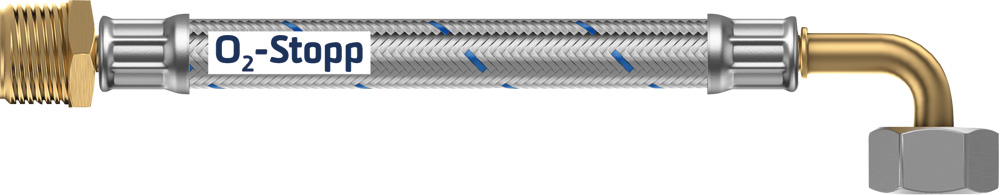 Lindner O2Stopp Schlauch 1"AGx1"ÜBM / 1000 mm gebogen sauerstoffdicht DIN 4726