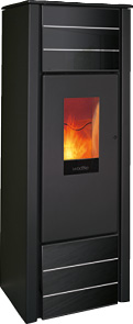 wodtke Primärofen family.nrg air+ 6 kW / Front Glas black, Seiten Stahl black