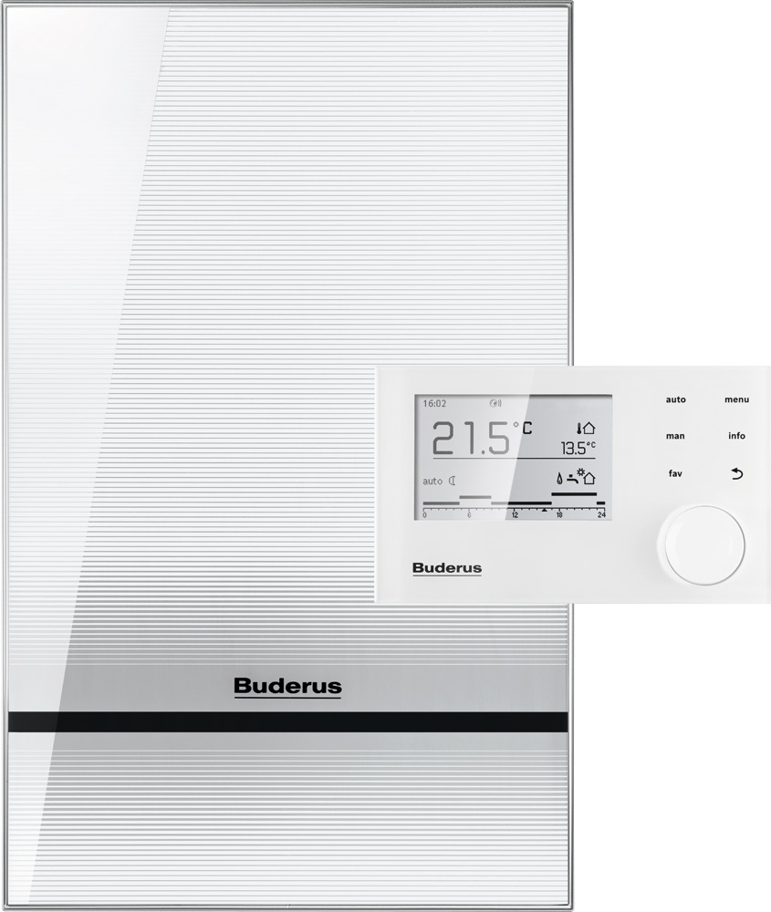 Buderus Logamax kompakt WS170-35 AEW mit / RC310, Heizkreis direkt, Aufputz, weiss
