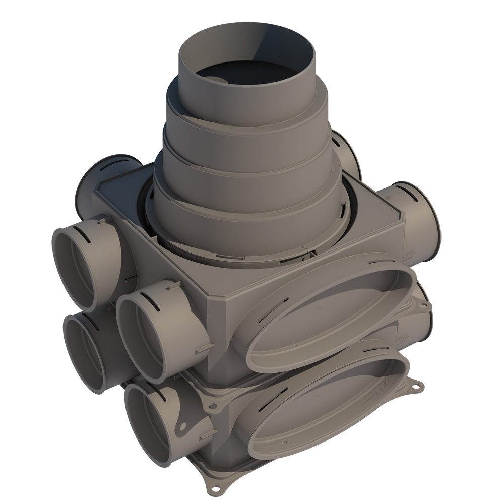 VK125-2V Verteiler 2-lagig vertikal / 2-lagig, vertikal f. Rund-u.Flachkanals.