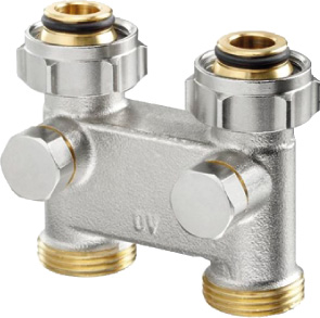 OV Umlenkstück Rohrabstand 50mm DGF / 3/4"ÜMx3/4"AG absperrbar, vern. OV Umlenkstück Rohrabstand 50mm DGF / 3/4"ÜMx3/4"AG absperrbar, vern.