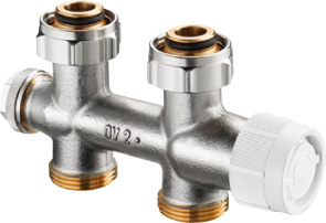 OV Anschlussarmatur "Multiblock T / 3/4"ÜM x 3/4"AG, 2-Rohr, Messing, Dg OV Anschlussarmatur "Multiblock T / 3/4"ÜM x 3/4"AG, 2-Rohr, Messing, Dg