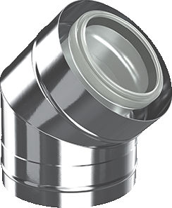 Bogen konz. d:80/125, 45 Grad Edelstahl