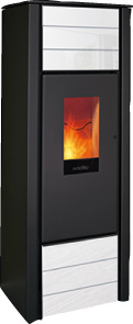 wodtke Primärofen family.nrg air+ 6 kW / Front Glas white, Seiten Stahl white