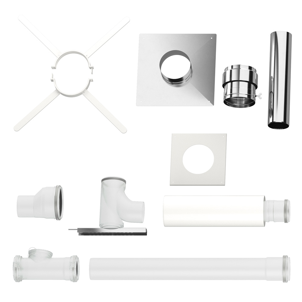 Grundbausatz GA, d:110 Edelstahl / für Geräte mit KAS direkt nach hinten